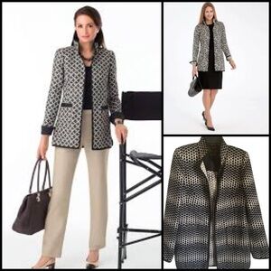 $795 NINA MCLEMORE JACQUARD DIAMOND WOOL BLEND OFFICE SIREN DESIGNER CAR COAT6